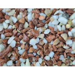 Бело-коралловая мраморная крошка галтованная, фракция 3-5 мм