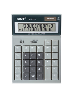 Калькулятор настольный STAFF STF-3312 (193х140 мм), 12 разрядов, двойное питание, КОМПЬЮТЕРНЫЕ КЛАВИШИ, 250290