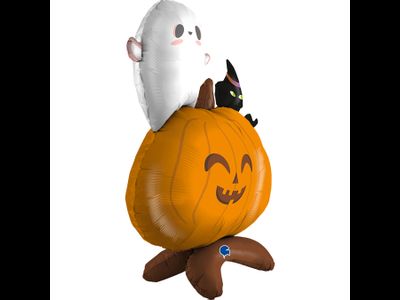 Шар 3D (40''/102 см) Фигура на подставке, Тыква и привидение