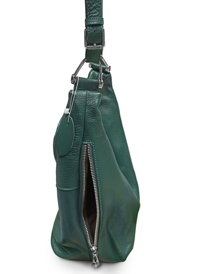 (АРТИКУЛ: 9812/1/82) СУМКА МЕШОК ЖЕНСКАЯ, СРЕДНЕГО РАЗМЕРА, НАТУРАЛЬНАЯ КОЖА, ТЕМНО-ЗЕЛЕНАЯ, ДВА ОТДЕЛЕНИЯ, РУЧКА И РЕМЕНЬ ЧЕРЕЗ ПЛЕЧО