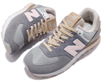 NEW BALANCE 574 Серые с розовым, белым