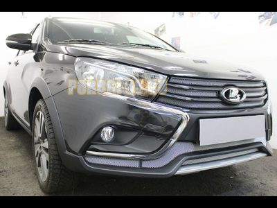 Защита радиатора Lada Vesta 2015- / Vesta SW 2017- / Vesta Cross 2018- / Vesta SW Cross 2018- (4 части) chrome верх