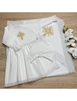 Тёплый крестильный набор Золотая нежность