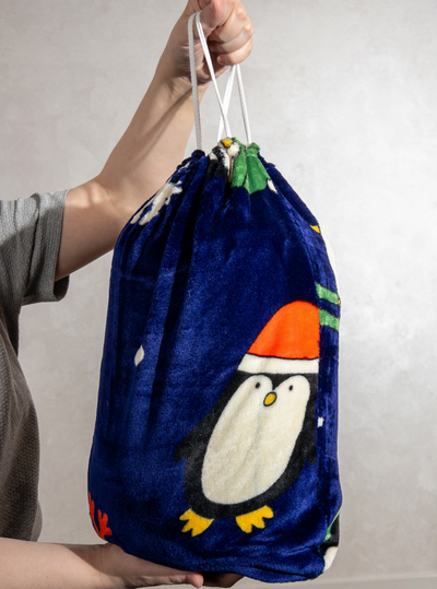 Плед с рукавами "Веселые пингвины" из микрофибры (велсофта)