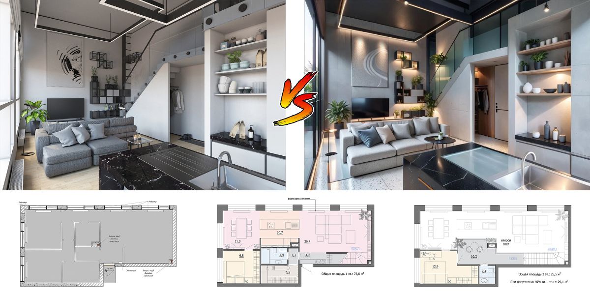 Эскиз перепланировки квартиры с устройством антресоли