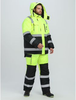 Костюм зимний сигнальный ProfLineSpecialist (тк.Оксфорд PU) брюки, желтый/черный