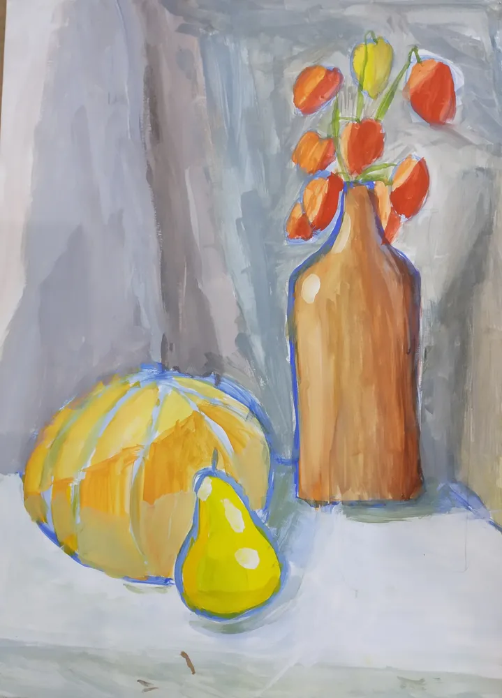 Тема: "Декоративный натюрморт. Составные цвета".
Живопись