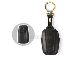 Чехол для ключа Toyota LC PRado 150, Corolla, C-HR, Prius (2 кнопки) из натуральной кожи