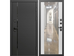 Входная дверь Black Line Зеркало белый софт