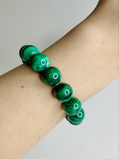 Браслет из малахита, шарик. Разные размеры