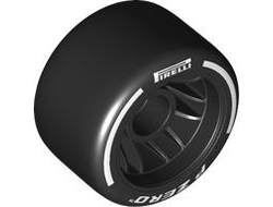 Wheel 24 x 14.9 with Pin Hole with Molded Black Hard Rubber Tire and Printed White 'PIRELLI', 'P ZERO' and Arcs Pattern, Black (110100pb03 6538249)