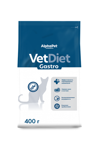 AlphaPet (АльфаПет) Gastro сухой корм для кошек при острых расстройствах пищеварения, 400 г