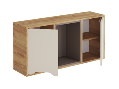 Rich Полка навесная ПН-001 Дуб Крафт золотой - Миндаль/Глиняный серый