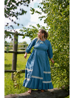 Платье в русском стиле из конопли "Хозяйка Судьбы"