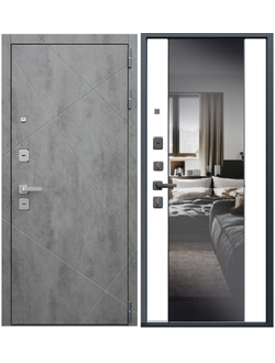 Стальная дверь Дуэт БР  /  СБ16 зеркало Белый матовый