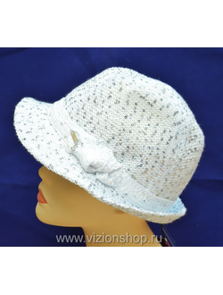 шляпа с паетками женская вязаная белая Италия Vizio фото
