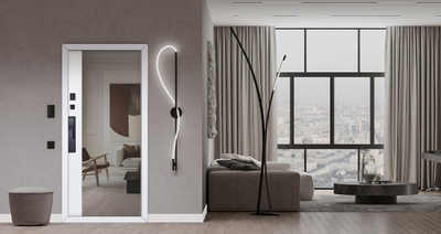 Стальная дверь   Vertu с зеркалом (биометрический замок)