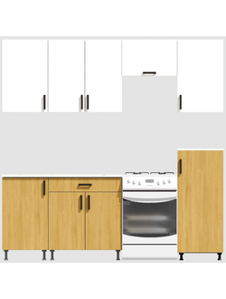 Кухня Эконом 1,8 метра с полуколонкой (1300х500) Цвет: Белый/Дуб Сонома