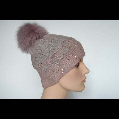 Шапка с помпоном и шарф Vizio Италия 5117 розовый комплект