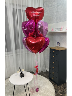 Фонтан из 7 сердец с поздравлением