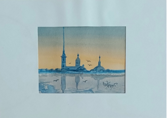 "Пейзаж" бумага акварель, гуашь Макаров В. 1980-е годы