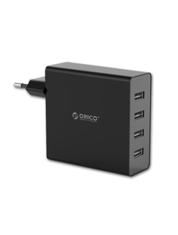 Зарядное устройство 4xUSB, SuperCharge, Orico, черный, DCW-4U-BK