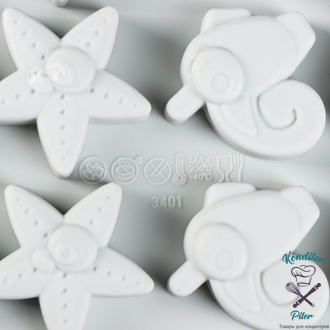 Форма для льда и кондитерских украшений «Подводные друзья», 18,5×12,5×1,5 см, 12 ячеек, цвет МИКС