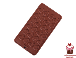 Форма для шоколада "Сердечки с рисунком", 24 ячейки, силикон