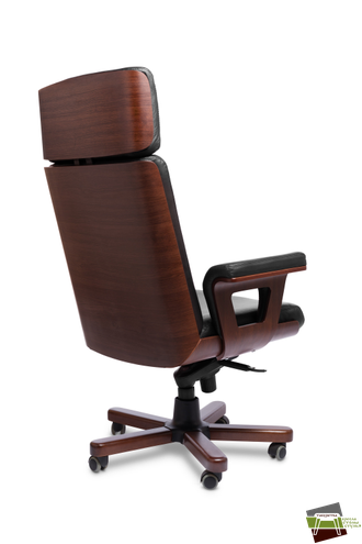 Кресло для руководителя CADIS A кожа черная/т.орех