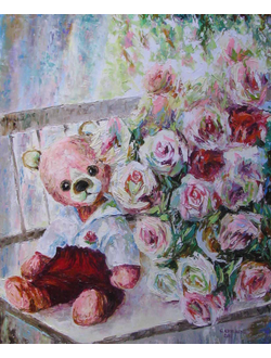 Круглова С. Н. "Розовый мишка",  холст / масло,  85 х 70 см.,  2012 г.