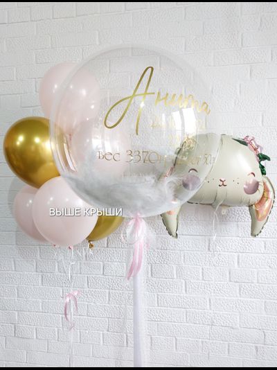 Шарики в роддом на выписку и встречу для малыша с коляской и грузиком