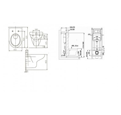 Комплект ROSA Элеганс инсталляция с унитазом, кнопка белая, микролифт
