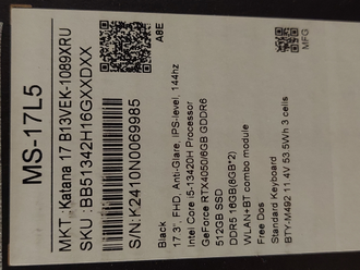 MSI Katana 17 B13VEK-1089XRU ( 17.3 FHD IPS 144Hz i5-13420H RTX4050 (6Gb) 16Gb 512SSD )