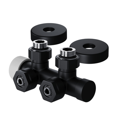 Узел нижнего подключения термостатический угловой Royal Thermo Design Pro 15мм М30х1,5 (Черный)