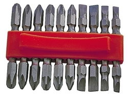 Набор бит PZ, PH, SL для шуруповерта двухсторонних 10 предметов, в держателе