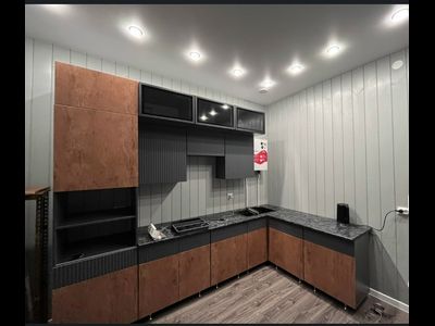 Кухня угловая "МРКГ 200/Оливия" Графит/Экзотическое дерево  3х1.8 м (МР)