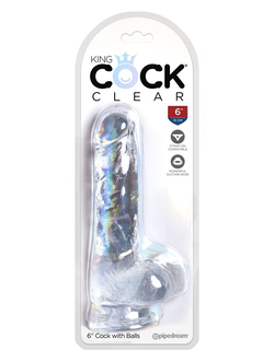 Прозрачный фаллоимитатор King Cock Clear 6" Cock with Balls - 17,8 см. Производитель: Pipedream, США