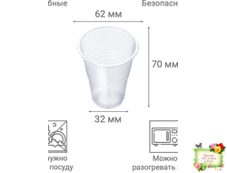 Стаканчики 100 мл (100 штук в упаковке пластиковые прозрачные)