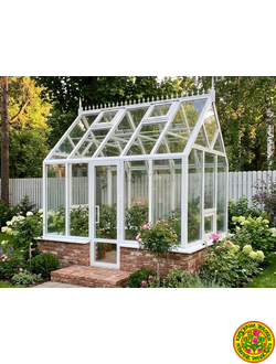 Базовая комплектация теплицы из стекла и алюминия БОТАНИК размером 3500 x 2500 мм