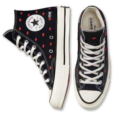 Кеды Converse Chuck Taylor 70 Embroidered Lips высокие черные с губками A01600C заказать