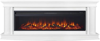 Линейный электрокамин Rome белый с очагом Vision 60 LOG LED