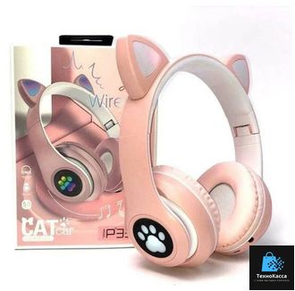 Беспроводные Bluetooth наушники с кошачьими светящимися ушками для детей и взрослых