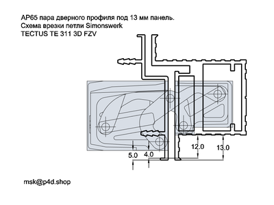 APK65-FVZ алюминиевый профиль дверной коробки, анод. серебро мат.