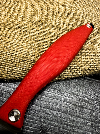 Фрикционный складной нож Канадец Большой сталь AUS10Co, рукоять красный G10
