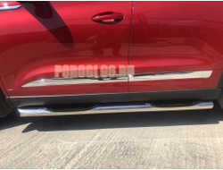 Пороги труба с проступью d76 для Chery Tiggo 8 Pro 2021-