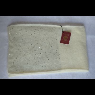 Белый женский вязаный шарф с пайетками Vizio Италия 6943 S фото