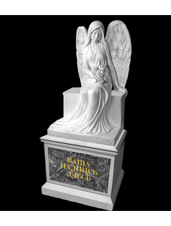 Фото грустный ангел гравировка на памятнике на могилу в СПб