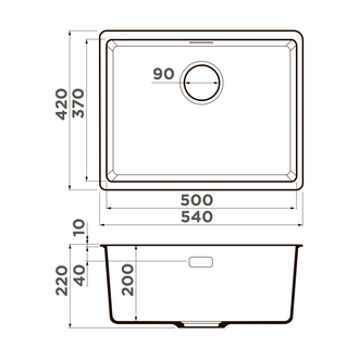 МОЙКА OMOIKIRI KATA 54-U BL (4993410) ЧЁРНЫЙ