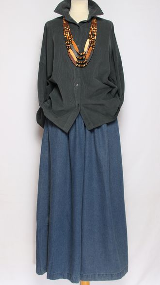 Рубашка вельветовая "Спущенный рукав" графит р.46-52