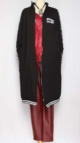 Платье "Лампасы молния" чёрное р.56